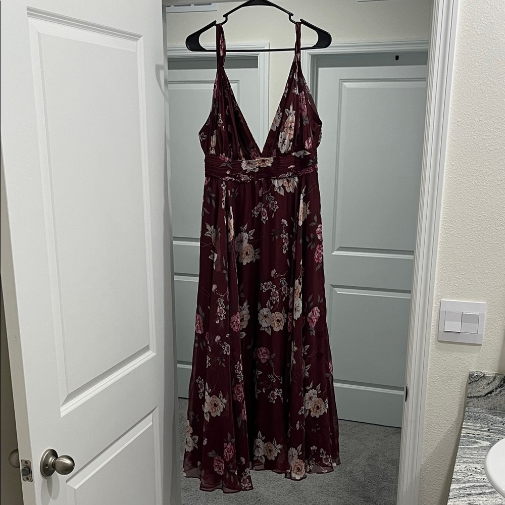 Jill Jill Stuart Zola Print Dress - Burgundy Floral Maxi Dress - Picture 5 of 9